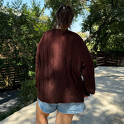 Crewneck Cable-Knit Sweater - Chocolate *Clearance Sale*