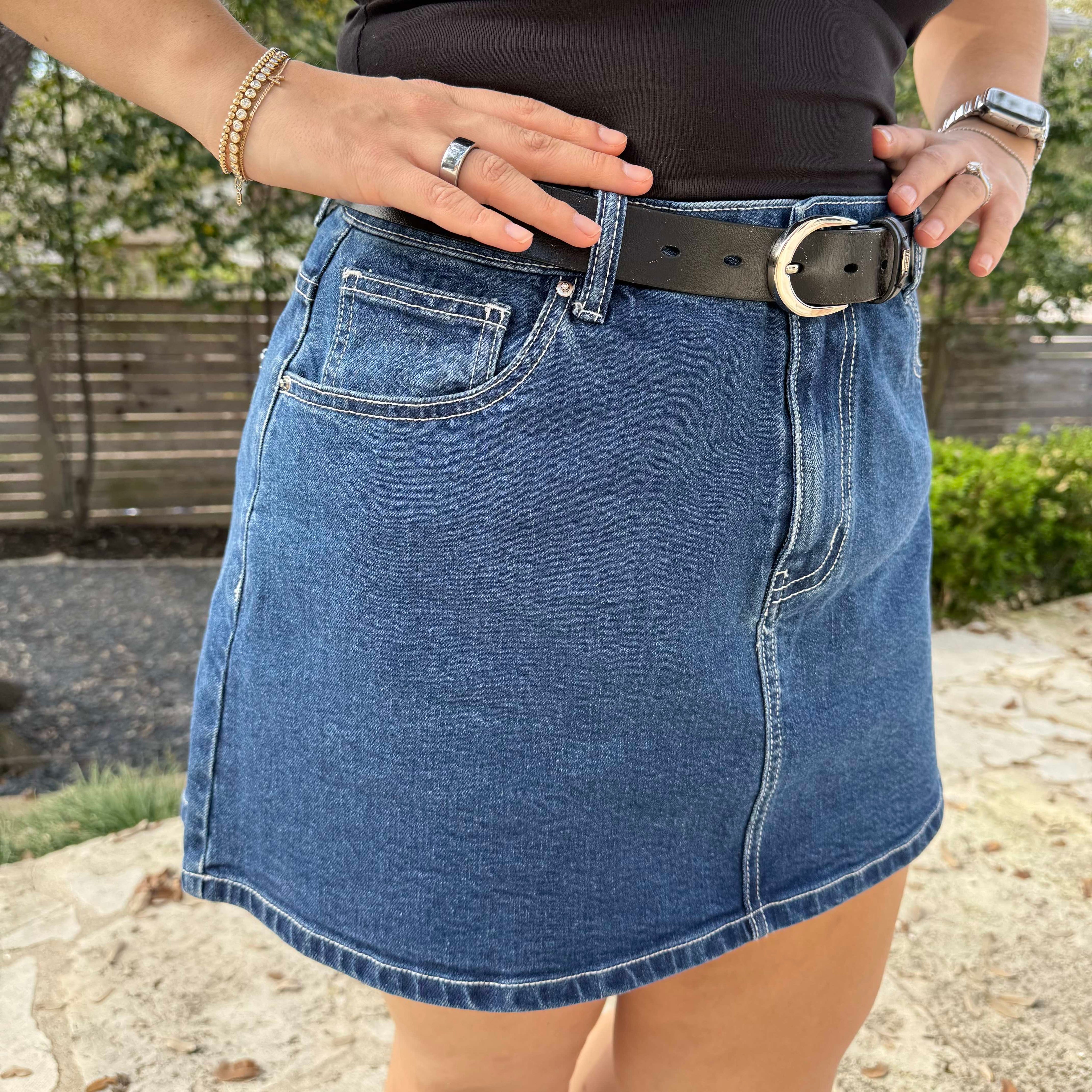 Heritage Denim Mini Skirt - Medium Wash
