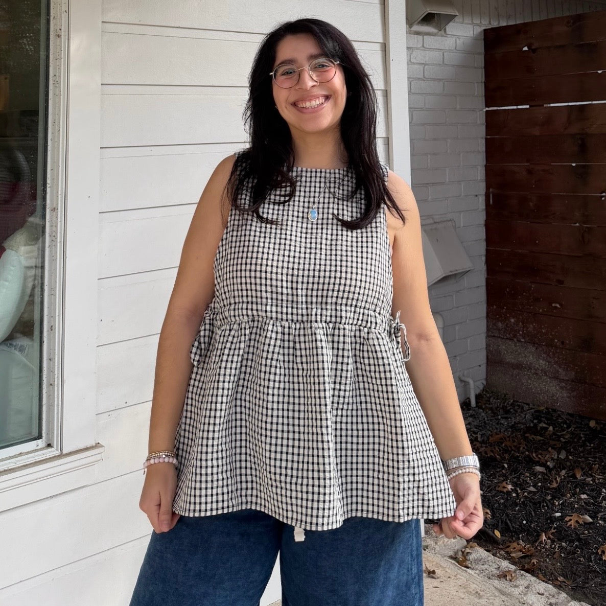 Dorothy Top - Black Gingham