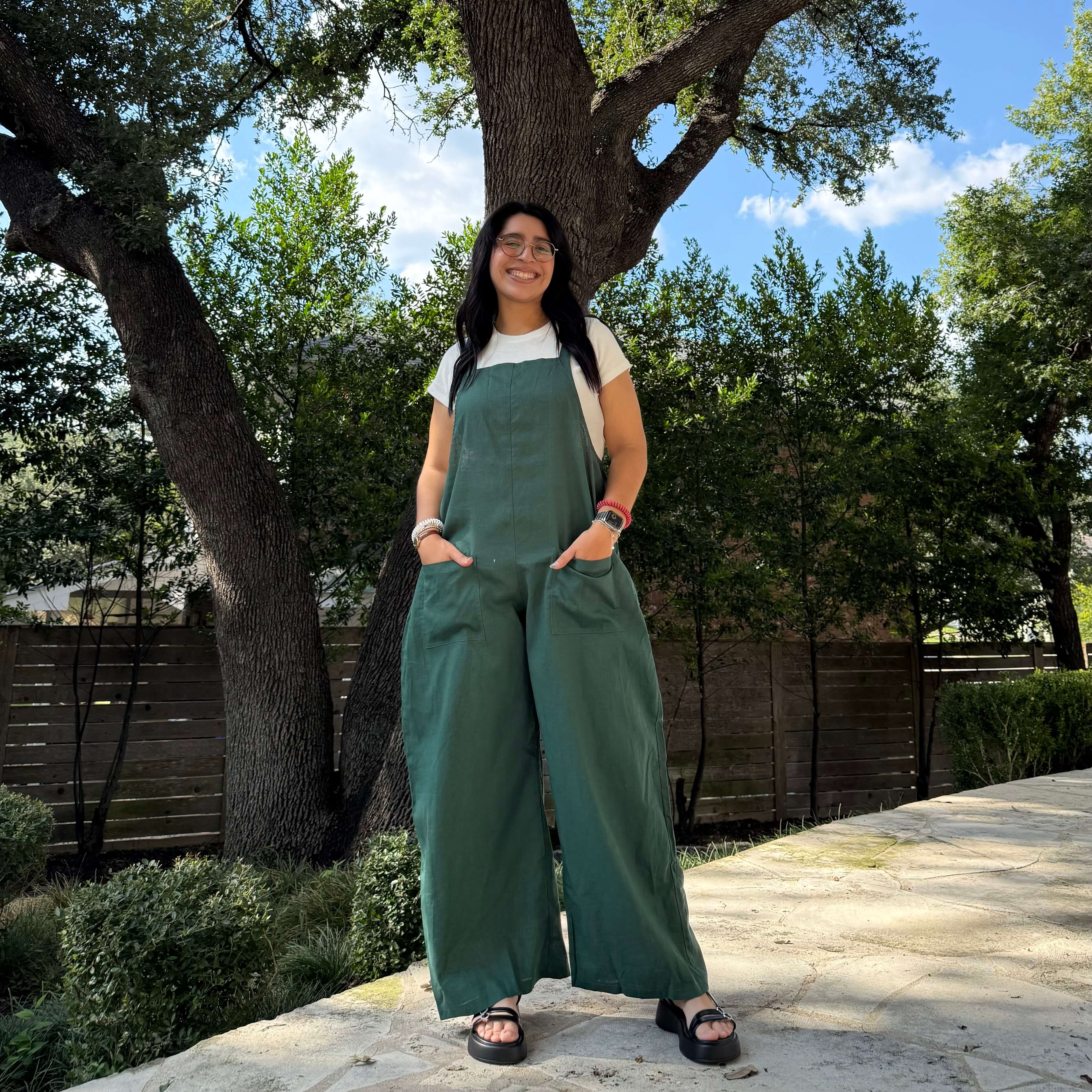 Linen Overalls - Pine