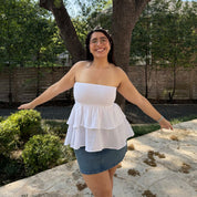 Strapless Tiered Top - Tofu