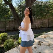 Strapless Tiered Top - Tofu