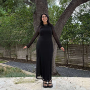 Long-Sleeve Flora Dress - Black