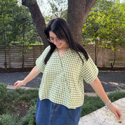 Diagonal Button-Up - Matcha Gingham